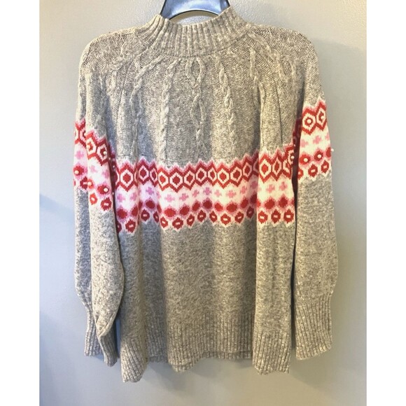 St Johns Bay NWT Gray Tunic Mock Turtleneck Sweater with Pearl Accents Size XXL - Picture 7 of 7